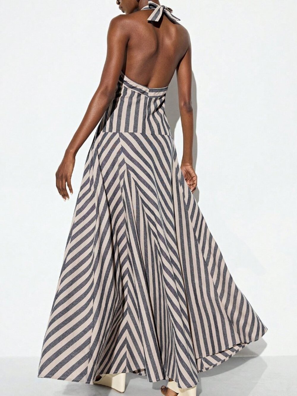 Multicolor Sexy Women's French Casual Halter Neck Dress - Picture 7 of 7